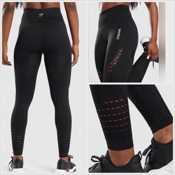 Gymshark Energy Seamless High Waist Leggings Black XS Laser Cut Compression NWOT - Picture 2 of 10